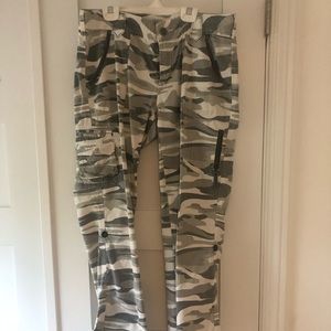 Grey and white camo cargo pants